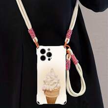 Funda para teléfono 1 pieza Una elegante correa para el hombro tipo bandolera, patrón Correa para el hombro tipo bandolera Correa de mano anticaída de cuatro esquinas Funda protectora para teléfono móvil Puede colgarse hacia atrás Funda para teléfono móvil suave adecuada para la serie 12 13 14 15 16 Pro Pro Plus - - Colores mixtos 1 - Ver 6