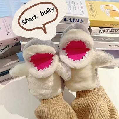 1pc Shark Hand Puppet Plush Doll, Cute Interactive Cloth Doll, Big Mouth Shark Puppet Set, Best Gift For Couples, Suitable For Various Holidays