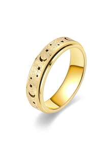 Bohemian Style Fidget Ring Anxiety Ring For Women Men Titanium Stainless Steel Spinner Ring Fidget Toys Adults Rainbow Black Rose Gold Silver Gold Color Size 6-10 - Silver - View 9