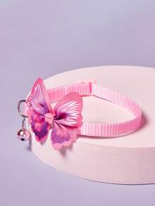 PETSIN 1 Pieza Collar De Mascota Rosa Con Mariposa, Collar De Cuello Universal Ajustable Para Gato Y Perro Con Campana Para Mascotas Pequeñas - Rosa - Ver 4