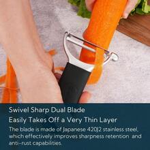 COOLSwivel Vegetable Potato Peeler For Kitchen Japanese Stainless Steel Sharp Blade Heavy Duty Diecast Construction Y Peeler Builtin Eye Remover Softtouch Handle Dishwasher Safe Black - 黑色 - 查看 3