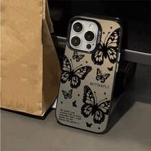 Fundas para Teléfono con Patrones de Mariposas para iPhone17/16Promax/16Pro/15/15Plus/15Pro/15Promax, para iPhone 14/14Plus/14Pro/14Promax, para iPhone 13/13Pro/13Promax, para iPhone 12/12Pro/12Promax, para iPhone 11/11Pro/11Proamx, para iPhone 7/8Plus, para iPhone Xr/Xsmax - Negro - Ver 3