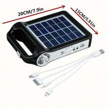 Portable Solar Panel Power Storage Generator Kit - Rechargeable USB Charger With Lamp Lighting For Home Solar Energy System - Black - View 4