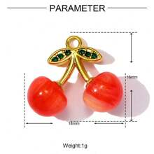 A Set Of Stainless Steel Strawberry, Cherry, Heart Themed Pretty Pink Series DIY Jewelry Accessories For Necklace, Bracelet, Earrings, Pendant Crafting