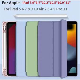 1 pièce Étui de protection pliable pour iPad, support multi-angles, résistant aux rayures, antichoc, mise en veille/réveil automatique, support pour stylet, housse en silicone souple