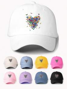 1pc Embroidered Heart Washed Baseball Cap, Adjustable Outdoor Casual Sun Hat, Suitable For Spring Autumn Travel, Fashion Versatile Sunshade, Men's Y2K Style Cap - Baseball Cap - View 16