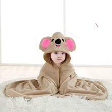 1 件多功能超吸水超细纤维婴儿连帽浴袍 - 可爱动物图案，配有连帽，柔软舒适，适合 0-2 岁男孩和女孩，襁褓毯，卡通包裹，可机洗婴儿沐浴配件 - 80*80厘米 - 查看 16