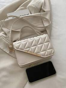 迷你时尚绗缝手提包 - 米色 - 查看 8