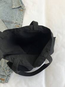 1 pieza Bolso de mano de lona con impresión de letra dorada de moda casual, bolso de hombro, bolso de compras de gran capacidad para mujeres, bolso de viaje plegable y reutilizable, regalo para vacaciones, buen regalo para compañeros de clase, amigos, damas de honor, hermanas, madres, muy adecuado para que los estudiantes vuelvan a la escuela, vacaciones de verano, vacaciones, playa, viajes, negocios, estudiantes, picnic, campamento, supermercado, uso diario