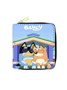 Bluey 1Pc Bluey Cartoon Cute Wallet Card Bag Coin Wallet Short Zipper Wallet Coin Purse Multiple Card Slots Birthday Party Gift Change Storage(Some Parts May Be Random)