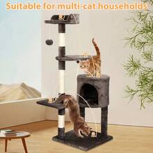 SEBRUANC 112cm Cat Tree Multi-Layer Cat Scratching Tree Medium Cat Tower Cat Climbing Frame  Stable Frame And Comfortable Perch With Cat Toys And Sisal For Fats To Care For Their Paws And Have Fun - Brown - View 8