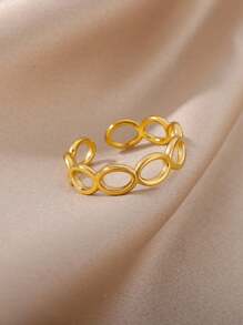 1 pieza Anillo ajustable vintage con cuentas en forma de ojo, color dorado, para mujer, joya de regalo para pareja de boda 2025 nueva