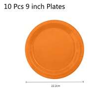 Solid Orange Disposable Tableware Set - 10Pcs 7/9Inch Plates, 9Oz Cups & Napkins | For Summer Party, Picnic, Birthday & Outdoor Events - Multicolor - View 10