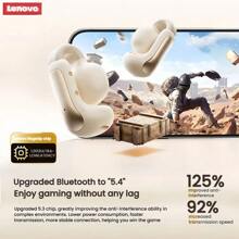 Lenovo EA400 Air-Sensing-Ohrclip-Kopfhörer Knochenleitung Kein Schwitzen beim Training Bluetooth 5.4 Verlustfreies Musikhören Kompatibel mit Apple, Huawei, Xiaomi und OPPO Schwarz