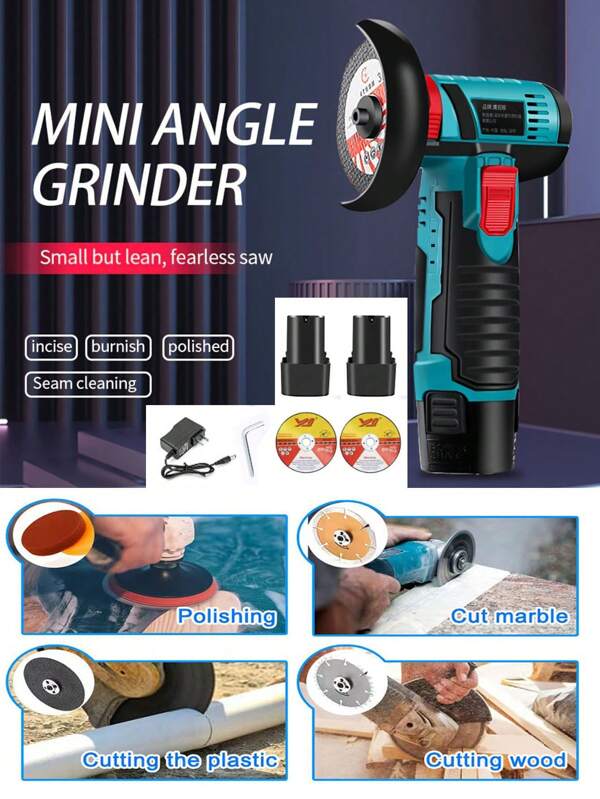 Kit smerigliatrice angolare senza fili da 12V, smerigliatrice angolare a batteria da 3", senza spazzole, utensile elettrico da molatura a 19.500 giri/min, mini smerigliatrice portatile con taglio, inclusi 2 batterie da 1500 mAh e 2 dischi da taglio