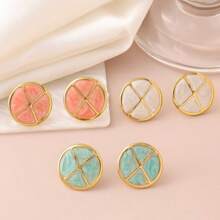 1 Pair Fashionable Circular Oil Drop Hoop Earrings, Exquisite & Versatile
