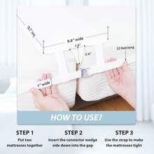 Bed Bridge Twin To King Converter Kit - Mattress Connector With Strap - Ultra Wide Soft Bed Seam Filler - Adjustable Comfort Design Connector - Storage Bag Included (Cotton) - White - View 3