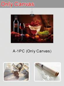 1/5 piezas, Exquisito cuadro de pintura de vino sobre lienzo con marco de madera, decoración de pared con pintura de vino y fruta, arte de pared con marco, gran regalo para amigos, decoración del hogar, para sala de estar, dormitorio, oficina, bar, restaurante, pintura impermeable y sin olor, marco impermeable de alta calidad, alta definición