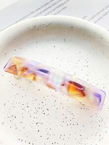 1个醋酸纤维发夹，法式夹，优雅长方形发夹，玳瑁纹印花发卡，女士发饰，爪夹，发夹，发卡，发爪，学习用品