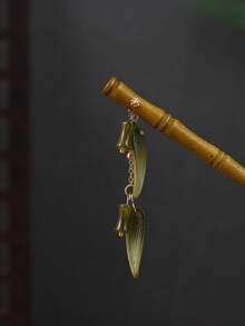 1 件女士流苏和竹叶形吊坠装饰发簪，中国传统汉服发饰皇家发髻发夹发髻制作器发髻发夹