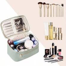 Wandering Nature Akeup Bag Travel Ake Up Organizer Cosetic Brush Bags Case For Woen In Vegan Leather Sage  Patent Pending - SageGreenDa - Xem 6