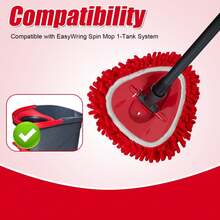 4pcs Mop Replace Head For O-Cedar, Chenille Mop Refills Spin Mop Heads Replacements Compatible With O-Cedar Easywring 1 Tank System For Cleaning Floor Glass Wall, Machine Washable And Reusable (Red) - 紅色 - 查看 3