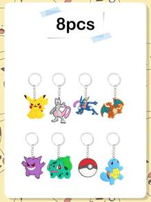 pokemon Pokemon Keychain Pendant, Pokemon Pokemon Key Chain, PVC Cartoon Pokemon Keychain, Cute Keychain Ring, Party Decoration, Party Small Gift Christmas And Halloween Festival Supplies And Decorations