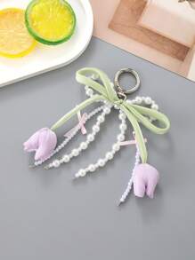 Series Tulips Faux Pearls Bows Bags Pendants Fresh And Simple Flowers Mobile Phone Accessories For Women