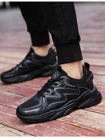 Zapatillas deportivas informales para hombre talla grande, zapatillas de suela de goma de caña baja con malla, zapatillas deportivas retro para entrenamiento atlético