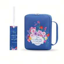 1pc Bible Cover Floral Bible Box With Handle & Zipper Back Pocket 10 Inch Women's Bible Bag, Bookmark Portable Bible Carrying Case For Bible Study, Outdoor, Daily Commuting, Study, Office Supplies, Back To School, School Supplies - Multicolor - View 13