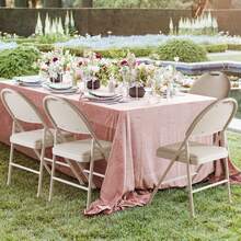 Folding Chairs Set Of 4, Metal Foldable Chair With And Non-Slip Feet Pads, Pu Party Chairs For Indoors And Outdoors, Room, Dining Room, In 1 Box - 白色 - 查看 2