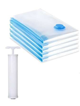 8 pièces/set de sacs de rangement sous vide réutilisables, organisateurs de vêtements, sacs de compression pour bagages de voyage - économise 80% de l'espace pour les vestes, les chemises, la literie, les pantalons, la maison, le dortoir, le placard, la chambre, la salle de bain, les voyages, la rentrée scolaire
