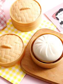 1pc Squishy Steamed Bun Stress Relief Toy With Steamer And BBQ Pork Bun Design, Slow Rising Squishy Stress Toy For Gags, Decoration, And Relaxation, Creative Gift,Squishy,Taba Squishy,Stress Ball - Simulation Decompression Toys - View 5