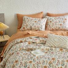 - Floral Quilt Set, Coquette Cottagecore Shabby Chic Flower For Women Teen Girls, Reversible Lightweight Bedspread Coverlet, 3 Pieces, Terracotta Cream, Queen/Full Size - 紫丁香色 - 查看 1