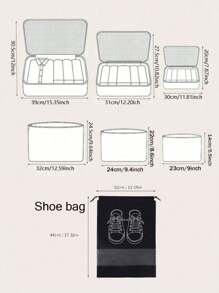 1 Set mit 6 Stück Packtaschen für Reisen, Organizer Taschen mit großer Kapazität - beinhaltet Make-up Tasche, Kulturbeutel, Kleidersack, geeignet zum Verstauen von Kleidung, Schuhen, Kosmetik, Elektronik, Accessoires, ideal für Reisen, Urlaub, Geschäftsreisen, Heimorganisation, Abschlussgeschenk für Schule, Schul-Zubehör, Schulsachen