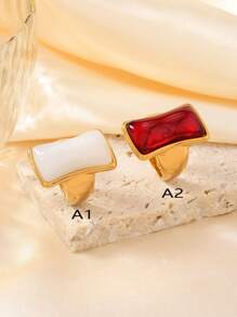 1 pièce Bague carrée en acier inoxydable pour femmes, style vintage exagéré avec pierre précieuse. Convient pour un usage quotidien, les festivals, les rendez-vous, les fiançailles et les mariages. Cadeau de bijoux pour les amoureux, les amis et la famille