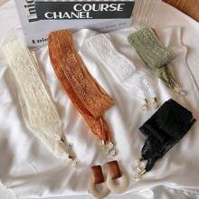 French Floral Lace Women's Headband Openwork Delicate Flower Ponytail Wrap Hair Accessory, Party Wedding Cosplay Accessory Hair Accessories Autumn Accessories Fall Winter Hair Band For Vacation Outfits Woman