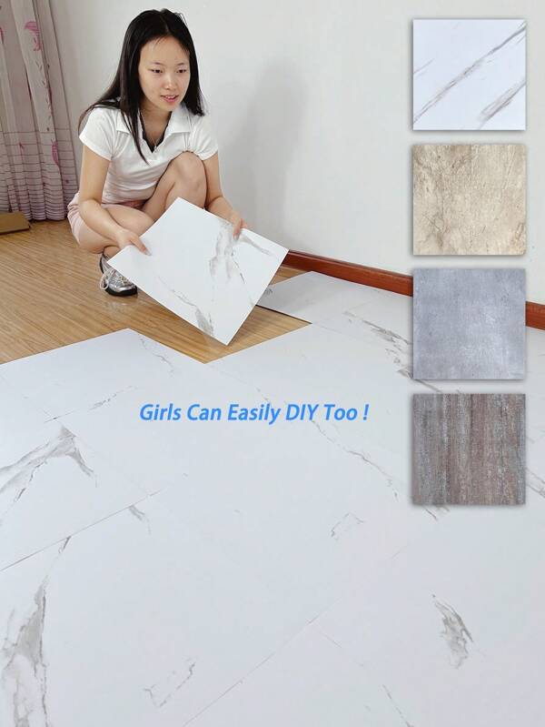 10 Pcs Classic Marble Pattern Self Adhesive Floor Tiles 30*30cm (11.8*11.8 In), Peel And Stick Vinyl Flooring For Bathroom, Bedroom, Kitchen. Waterproof Non-Slip Floor Stickers, DIY Home Decor, Tile Stickers, Wall Stickers, Wallpaper Peel And Stick, Vinyl Wrap, Room & Wall Decor Floor Tiles Self Adhesive Floor Tiles Peel Stick