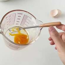 3 piezas, batidor con mango de madera maciza, mini batidor de huevos de acero inoxidable para cocina, batidor de leche para mezclar - Caqui - Ver 5