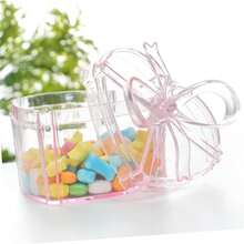 4 件心形糖果罐-塑料储物盒盖适用于婚礼糖盒糖果礼盒巧克力球盒创意透明心形蝴蝶结糖果盒，圣诞节和情人节礼物 - 彩色 - 查看 6