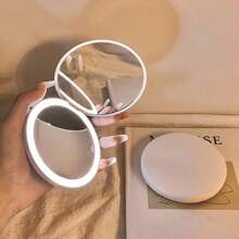 1 Set 1X/2X Portable Travel Makeup Mirror Rechargeable Handheld Vanity Mirror For Women Compact Travel For Go Touch Ups And Everyday Use Lightweight And Practical Design,Daylight LED Folding Mirror.Pocket Mirror For Handbag Purse.