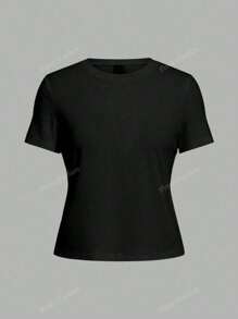 Camiseta de cuello redondo para mujer manga corta material algodón New York