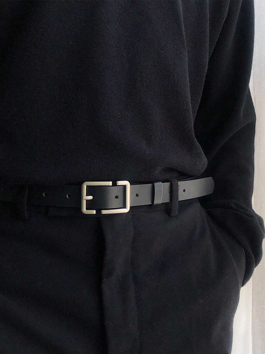 1条男女通用针扣腰带，个性化针扣腰带，适合年轻男女，休闲时尚学生腰带，百搭裤装，适合万圣节、休闲、商务、街头、波西米亚风、西部风、户外等场合，是送给男士、丈夫、男友、父亲、爸爸的礼物，圣诞节适用。 - 黑色 - 查看 1