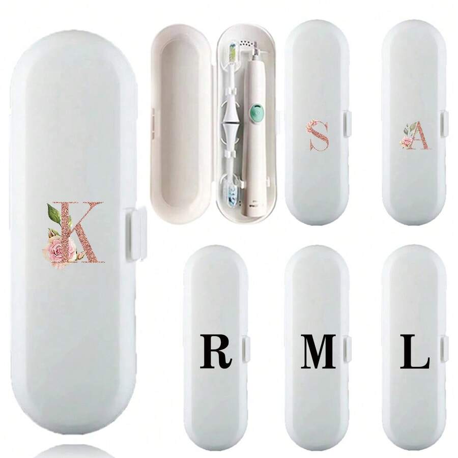 便携式牙刷盒旅行盒适用于口腔电动牙刷手柄收纳盒创意首字母图案通用电动牙刷收纳盒保护套返校旅行配件