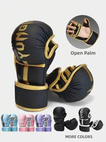 Gants de boxe arts martiaux pour hommes et femmes, gants de sport hybrides MMA à paume ouverte, poing épais pour l'entraînement au combat, la boxe, le Muay Thai, le sac de frappe et le kickboxing