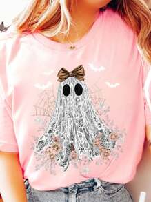 Halloween Cute Lace Ghost Boo DIY Iron-On Heat Transfer Sticker Decal Patch, Suitable For T-Shirts, Sweatshirts, Pillowcases, Fabric, Canvas Bags And Clothing Decoration, Holiday Party Decor, Handmade, 10inch