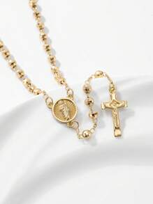 1 Stück 2025 Neu Silber 925 Hypogletisch 14K vergoldet handgefertigtes Priesterkreuz Jesus Rosenkranz Anhänger Halskette mit hochwertiger Geschenkbox & Tragetasche, geeignet für Mütter/Valentinstag, Freunde, Gläubige, Katholische Erste Kommunion, tägliches & Feiertags Gebet Tragen