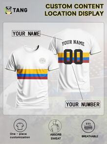 Camiseta de fútbol de rayas blancas personalizada para hombre, personalizada con nombre y número, cuello redondo, cómoda camiseta deportiva, ideal para entrenamiento de fútbol, ropa informal diaria, ideal como regalo.