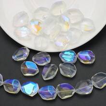 20 piezas de cuentas de vidrio facetadas irregulares de 12*16mm con agujero central, en colores chapados, accesorios de joyería artesanal DIY, adornos para teléfonos, llaveros, decoración de autos