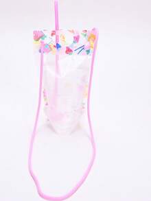 1 pieza Bolsa para bebidas de adultos, bolsa para jugo, bolsa para batidos, adecuada para transportar bebidas frías/calientes al aire libre, reutilizable con pajita y cordón colgante - Multicolor - Ver 15